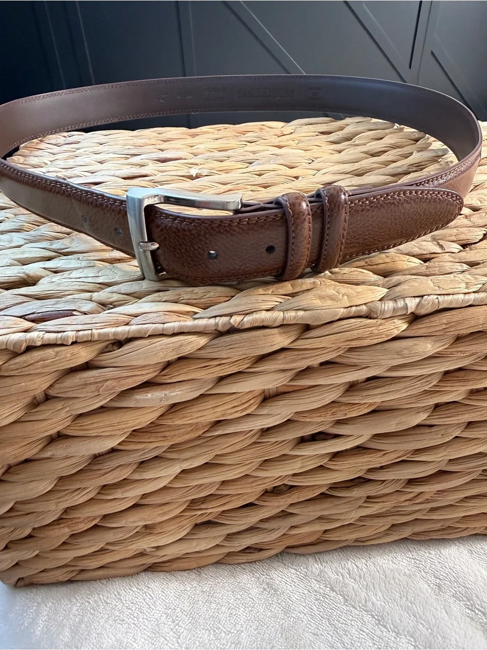 Florsheim Men's Brown Pebbled Genuine Leather Dress Belt Size 40 Style 5-1136